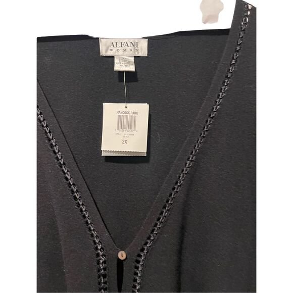 Alfani women Beautiful  Knit, True Black Button Down Cardigan. NWT SIZE 2x - Picture 2 of 3